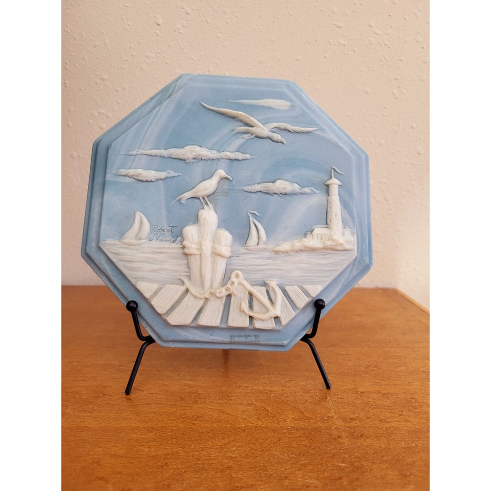 VTG ROBERT NEMITH Intl Designs Signed Incoley Stone Wall Plaque Art Decor 7.5" - Picture 1 of 7